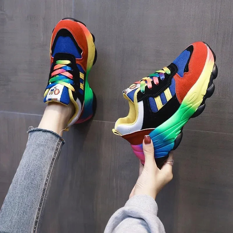 Women's Multicolor Platform Sneakers – Lightweight Mesh Shoes Platform Sneakers Axl