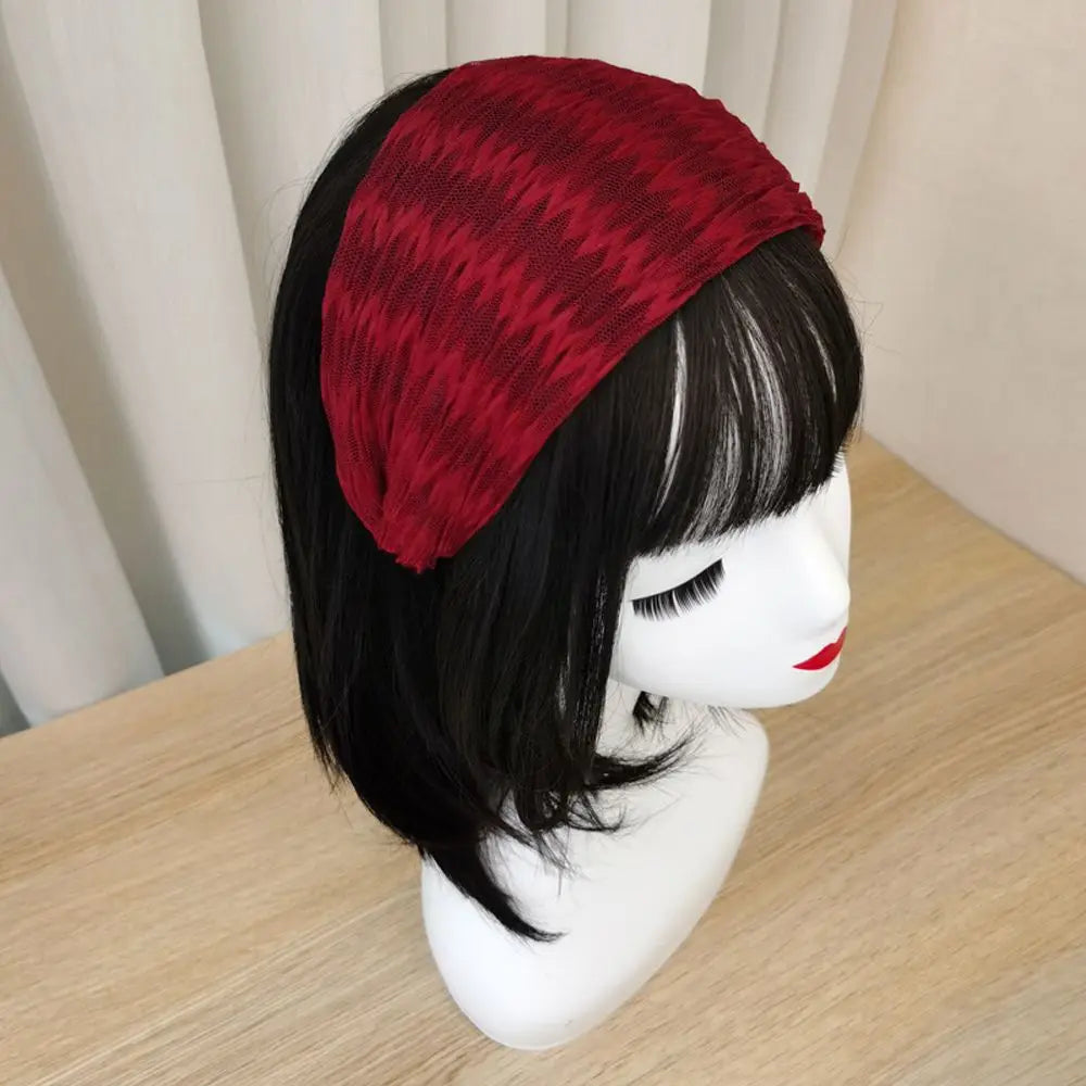 Korean Wide Chiffon Headband – Retro Toothed Hair Hoop for Women Chiffon Hair Headband Axl