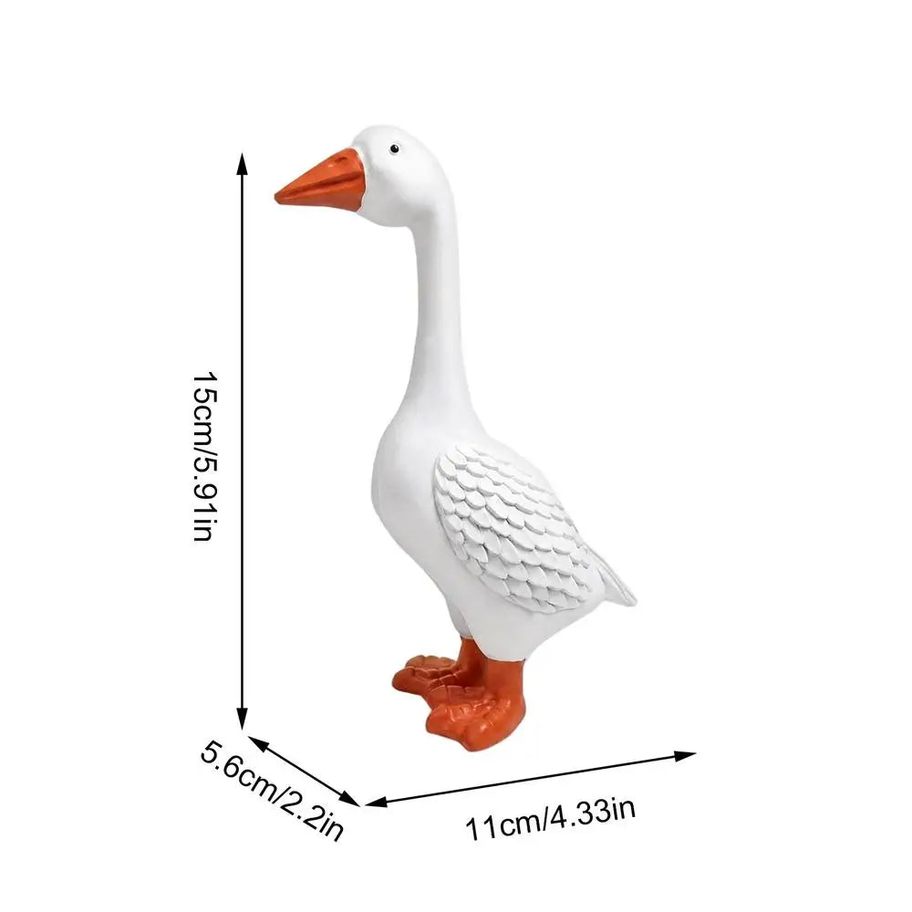 Resin Porch Goose Statue – All-Weather Garden Yard Decor Garden Goose Statue Axl little white goose