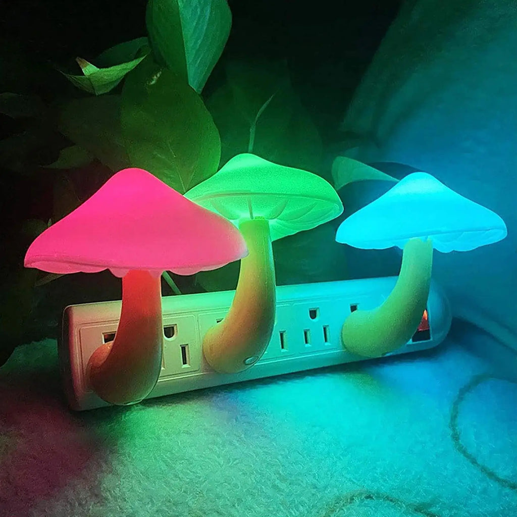 LED Mushroom Night Light 7-Color Auto Sensor Plug-In Lamp LED Night Light Axl