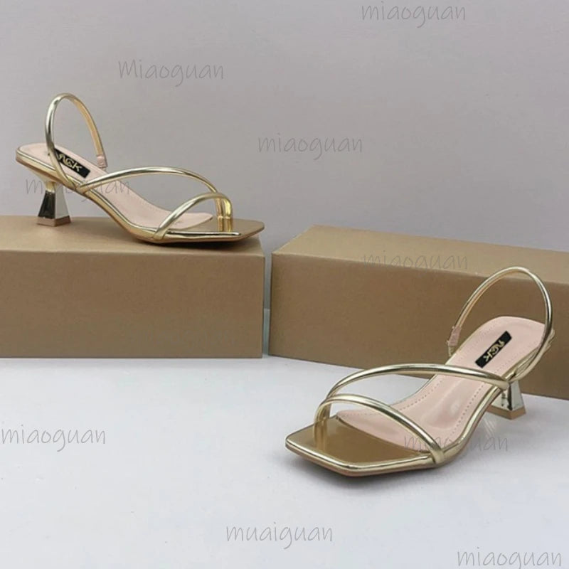 Women's Square Toe Low Heel Sandals – 5CM Party Pumps Low Heel Sandals Axl