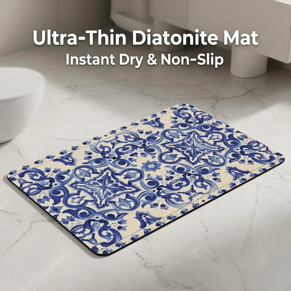Moroccan Tile Diatomite Bath Mat – Quick Dry & Non-Slip Diatomite Bath Mat Axl