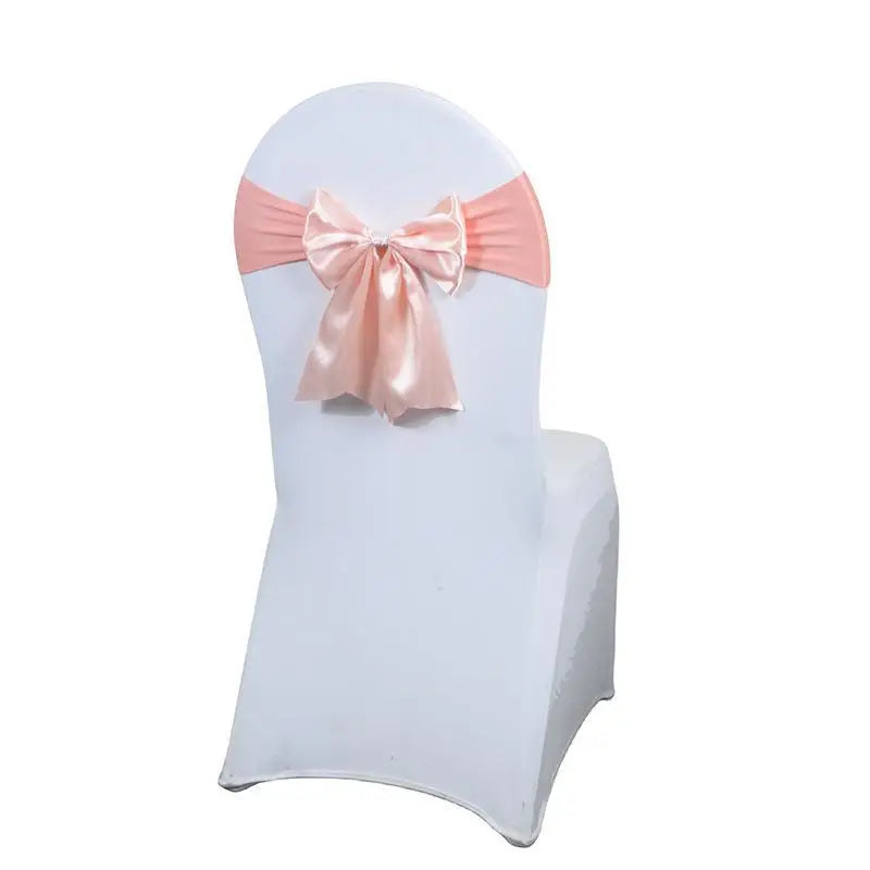Satin Chair Bow Sash with Rhinestone – Wedding & Party Décor Chair Bow Sash Axl E