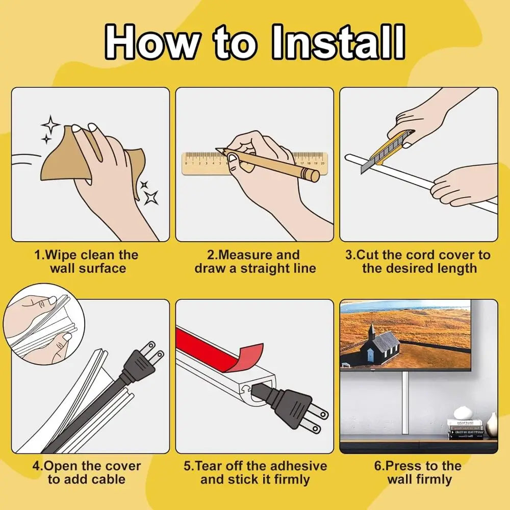 Self-Adhesive Cable Raceway – 1m Wall Cord Hider & Wire Cover Cable Raceway Axl