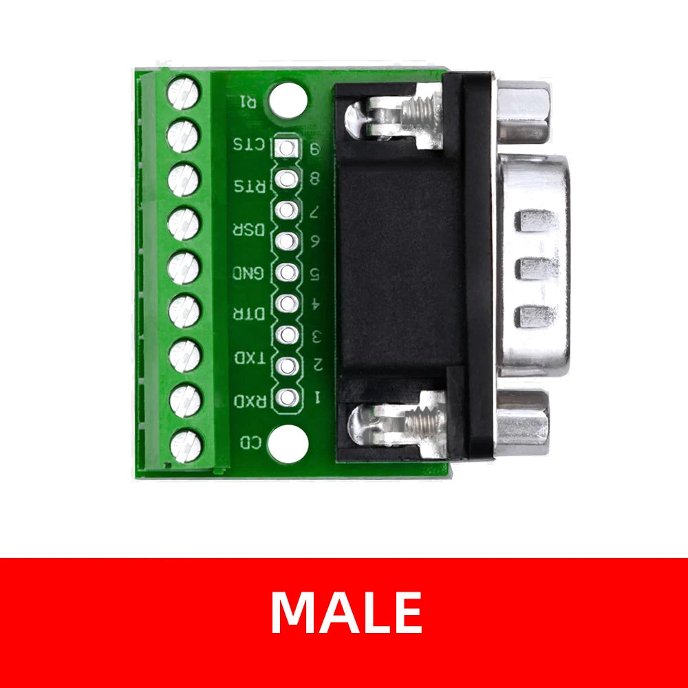 DB9 RS232 9-Pin Solderless Breakout Board Terminal Adapter Serial Breakout Adapter Axl Male