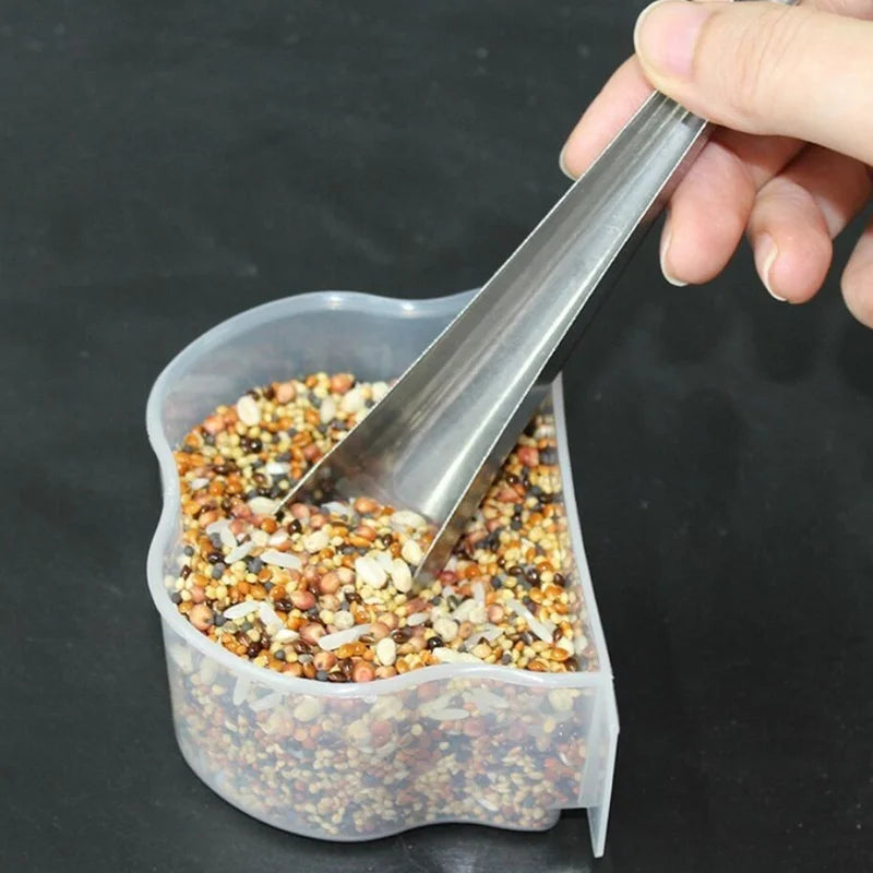 Stainless Steel Bird Cage Feeder Shovel – Parrot & Pigeon Bird Cage Feeder Axl