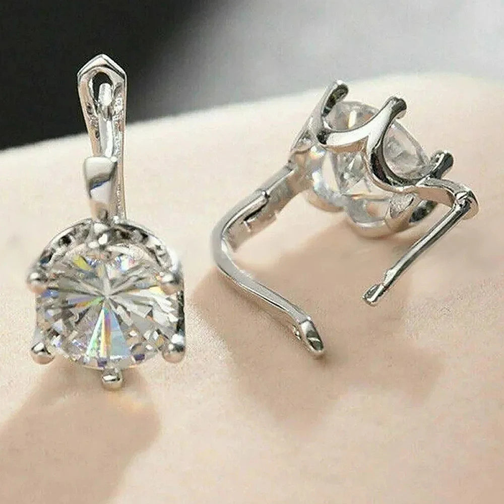 Huitan U-Shape Hoop Earrings – Silver Cubic Zirconia Women Hoop Earrings Axl