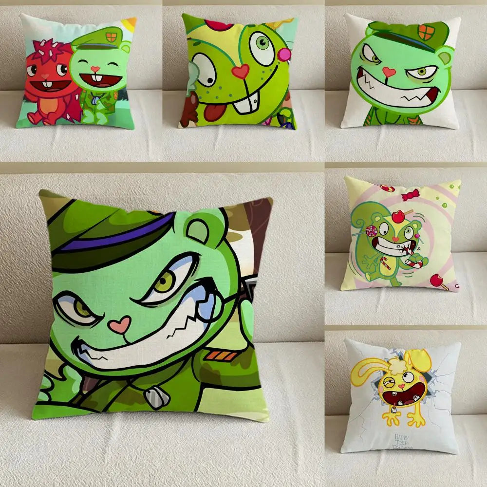 Cartoon Happy Tree Friends Linen Cushion Cover | Sofa & Bed Linen Cushion Cover Axl