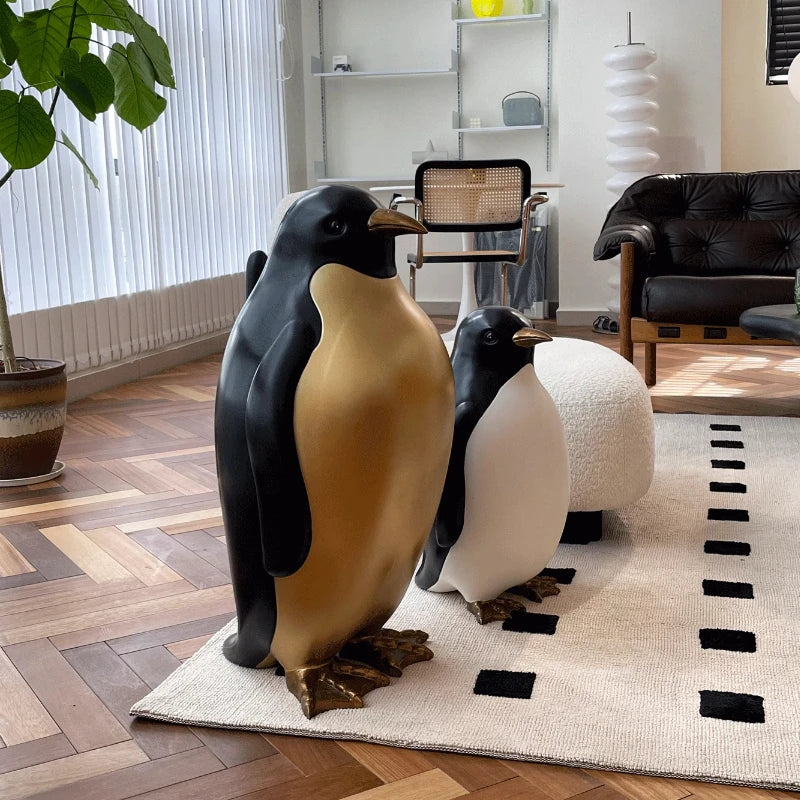 Nordic Penguin Figurine – Cute Resin Animal Sculpture Décor Decorative Figurine Axl