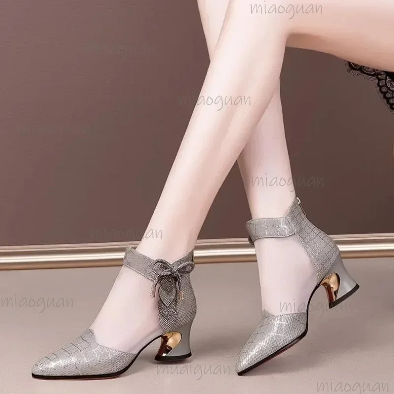 Women's Rhinestone Mesh High Heel Ankle Boots | Wedding Shoes High Heel Ankle Boots Axl