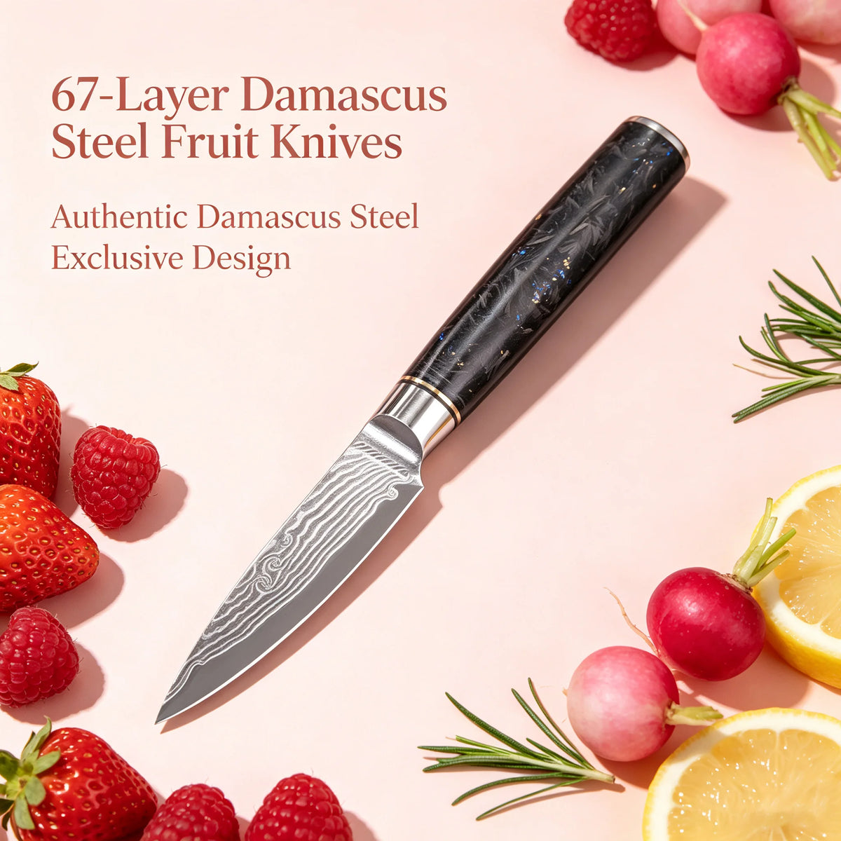 Damascus Steel 67-Layer Paring Knife – Sharp Kitchen Chef Knife Damascus Paring Knife Axl Fruit Knife