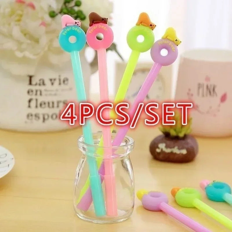 Kawaii Gel Pen Set – Doughnut & Polar Bear Cute Writing Pens Kawaii Gel Pen Set Axl Blue 4pcs