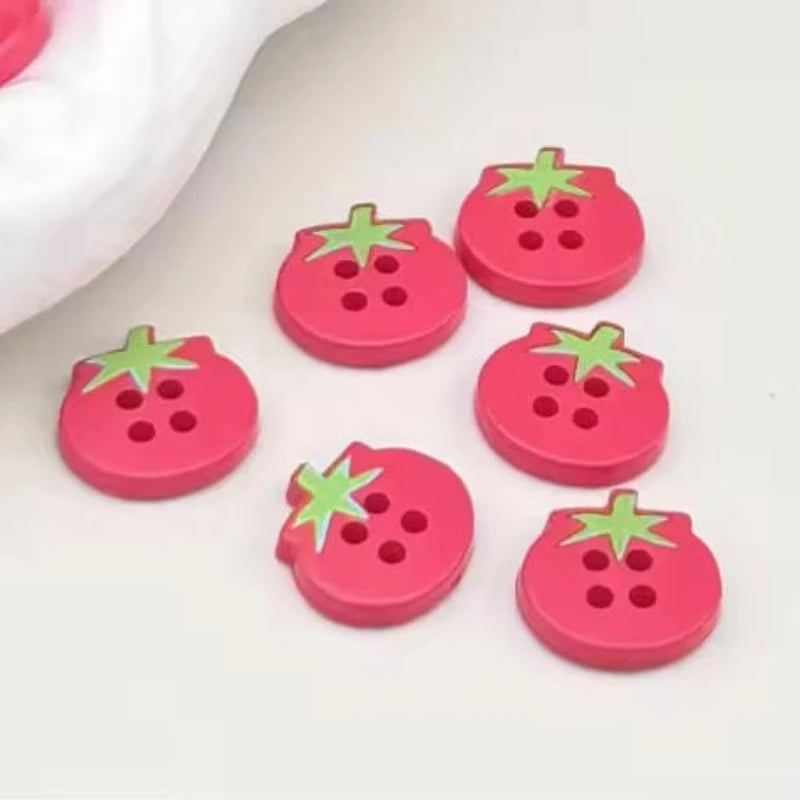 10-Piece Tomato 4-Hole Resin Buttons for DIY Sewing & Crafts Craft Sewing Buttons Axl