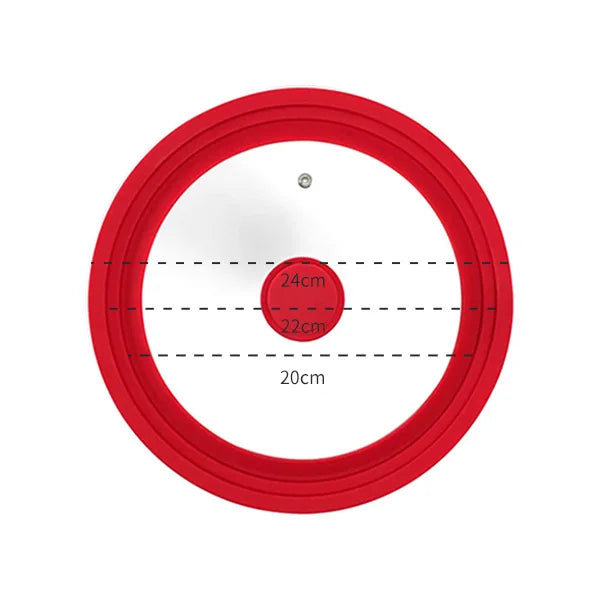 PGY Tempered Glass Pot Lid – Silicone Rim & Cool-Touch Handle Glass Pot Lid Axl Red 20-22-24cm