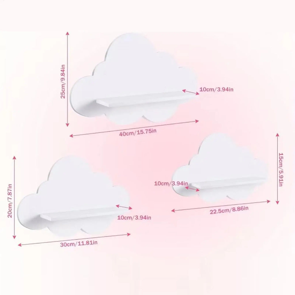 Cloud Shape Floating Wall Shelves – Set of 3 WPC Storage Rack Floating Wall Shelves Axl