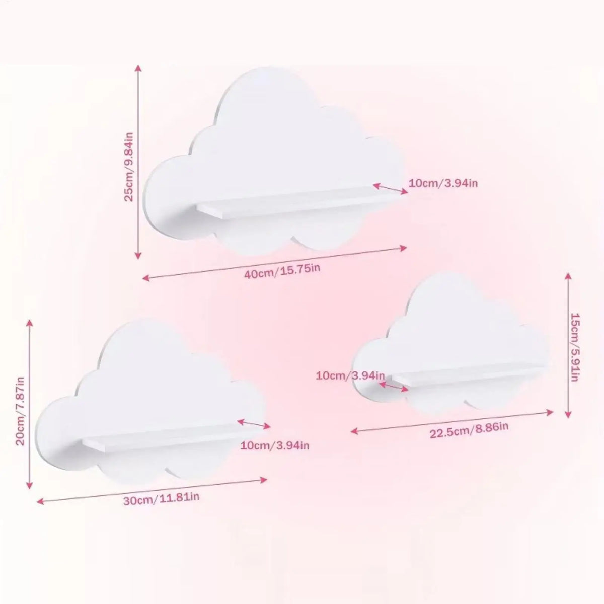 Cloud Shape Floating Wall Shelves – Set of 3 WPC Storage Rack Floating Wall Shelves Axl