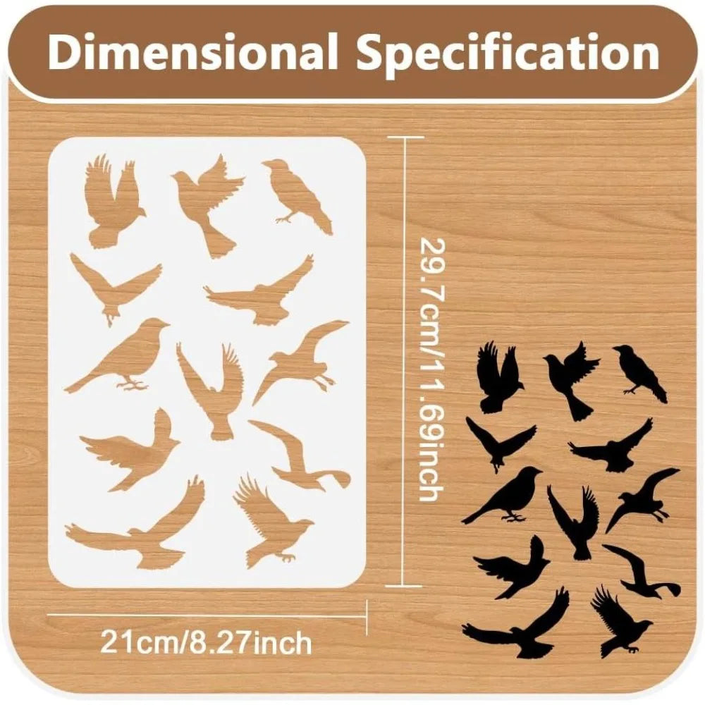 Bird Flock A4 Reusable Craft Stencil for DIY Wall & Home Decor Craft Stencil Axl