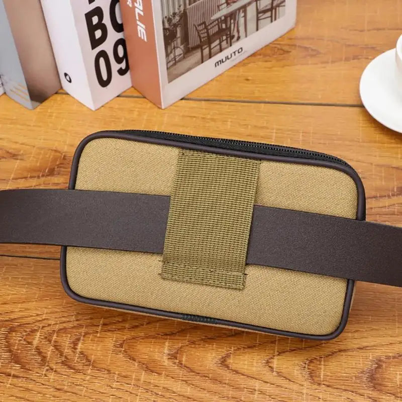 Men's Canvas Belt Phone Pouch – Double Layer Waist Bag Belt Phone Pouch Axl