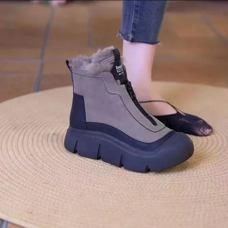 Women's Velvet Platform Snow Boots – Warm Winter Zip Ankle Boot Women's Snow Boots Axl