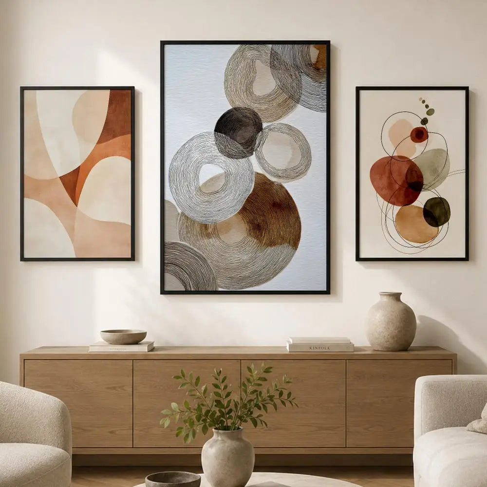 Boho Beige Abstract Self-Adhesive Wall Poster | HD Waterproof Wall Art Poster Axl