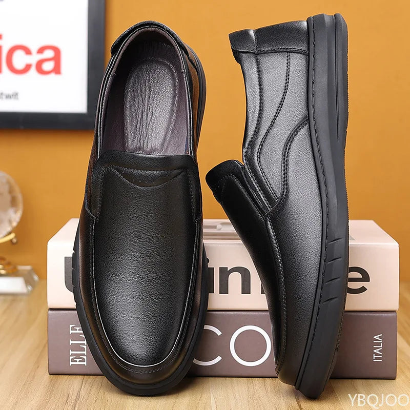 Men's Leather Slip-On Loafers – Breathable Soft Sole Shoes Men's Leather Loafers Axl