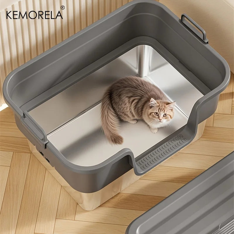 XL Enclosed Cat Litter Box – Stainless Steel, Odor Control Enclosed Cat Litter Box Axl