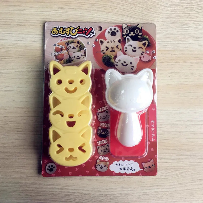 Cat & Rabbit Rice Ball Mold Set – Kids Bento Sushi DIY Tool Rice Ball Mold Set Axl Cat