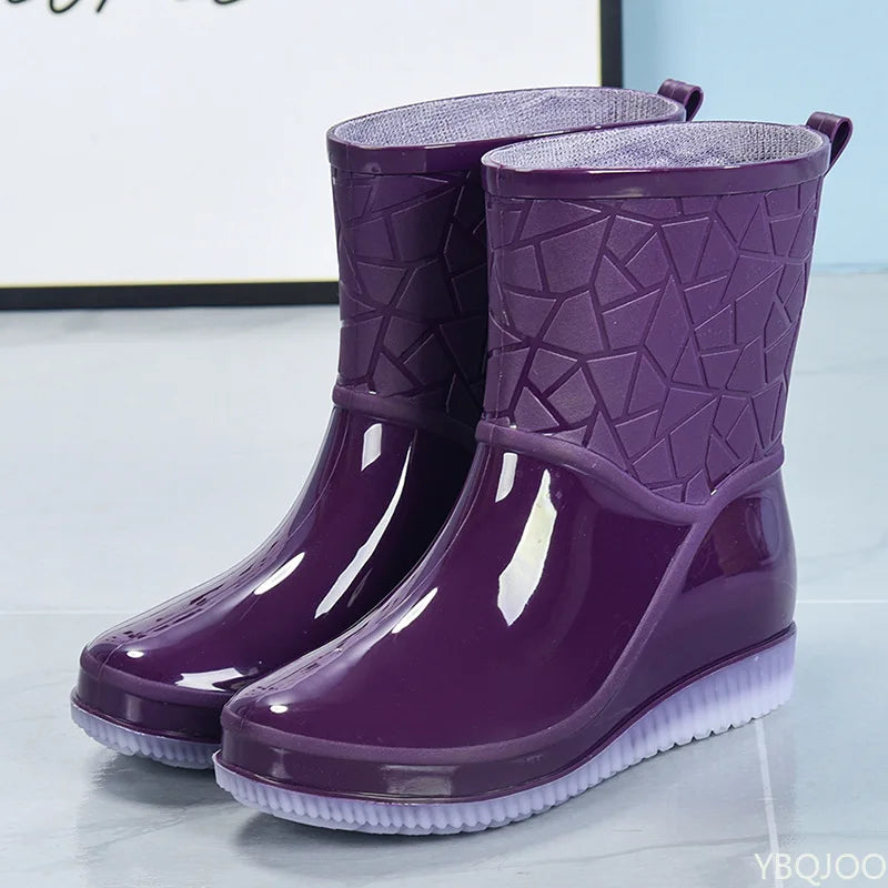 Women's Waterproof Jelly Rain Boots | Anti-Slip Mid-Calf Women's Rain Boots Axl 36 PURPLE