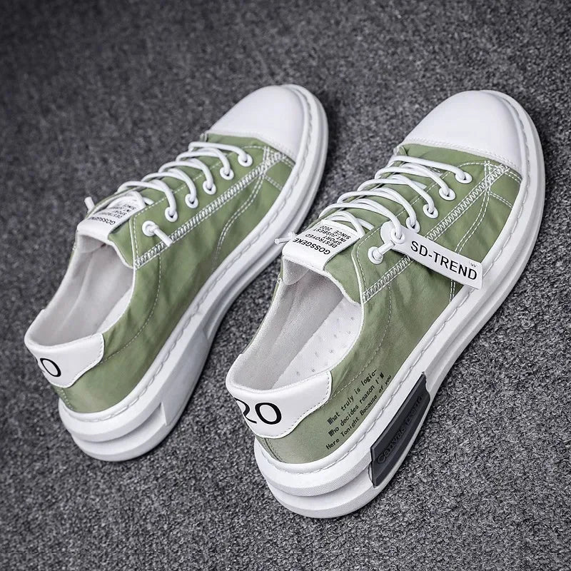 YBQJOO Men's Canvas Sneakers – Breathable Lace-Up Casual Shoes Canvas Sneakers Axl green 40