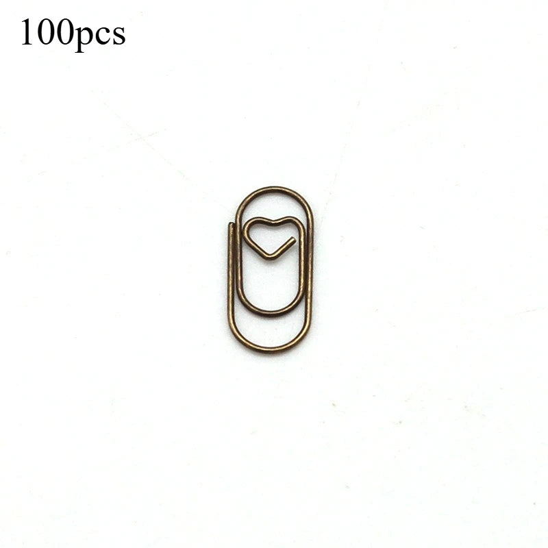 100 Pcs Mini Heart Shaped Paper Clips – Cute Decorative Clips Decorative Paper Clips Axl Vintage color-100pcs