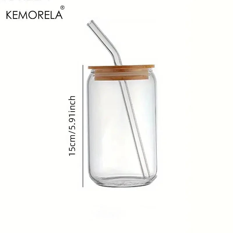 KEMORELA 17oz Drinking Glasses with Glass Straw Set of 4 Glass Tumbler Set Axl 1PCS 401-500ml