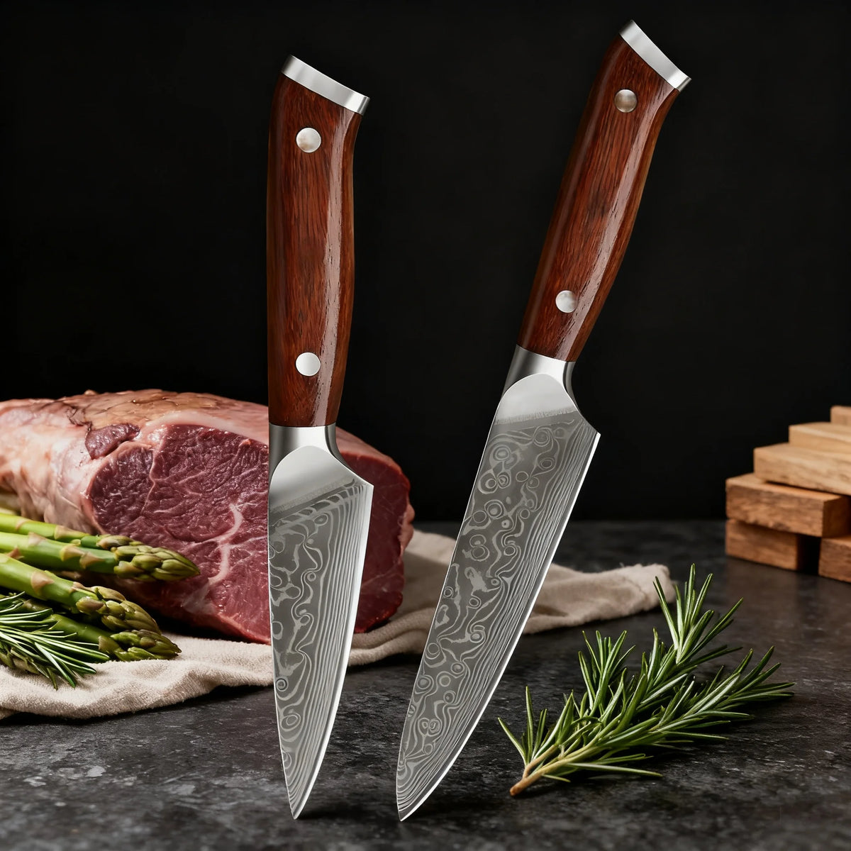 67-Layer Damascus Steel Kitchen Knife – Slicing & Peeling Damascus Kitchen Knife Axl
