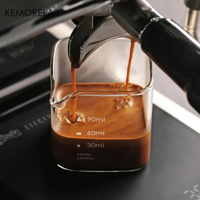 KEMORELA Glass Espresso Cup 90/120ml – Measuring Shot Glass Glass Measuring Cup Axl
