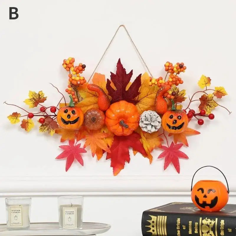 Halloween Maple Leaf & Pumpkin Wall Hanging Fall Decoration Halloween Wall Decor Axl B
