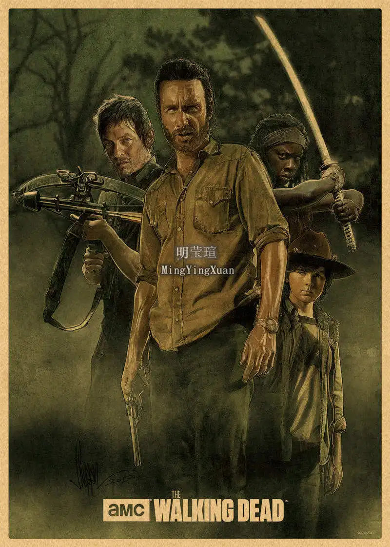 Walking Dead Vintage Kraft Paper Poster | Retro Wall Art Decor Wall Art Poster Axl 17 42x30cm