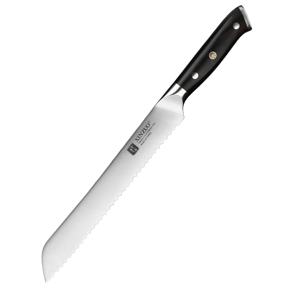 XINZUO Yu 8-Piece Knife Set | 1.4116 Steel & Ebony Handle Kitchen Knife Set Axl 1pc Bread Knife