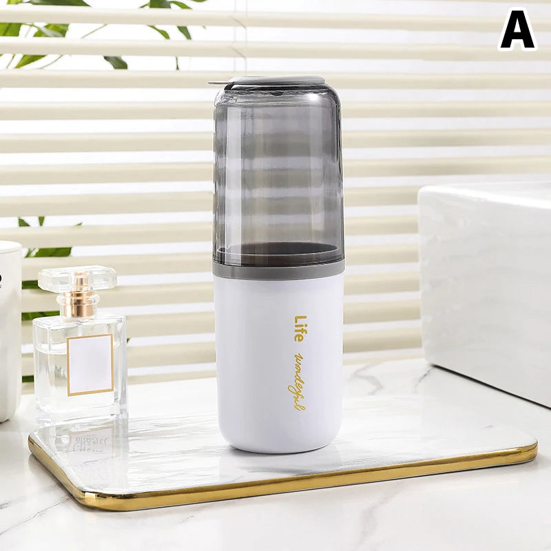 Portable Travel Toothbrush Cup with Lid | Mouthwash Cup Travel Toothbrush Cup Axl A Gray