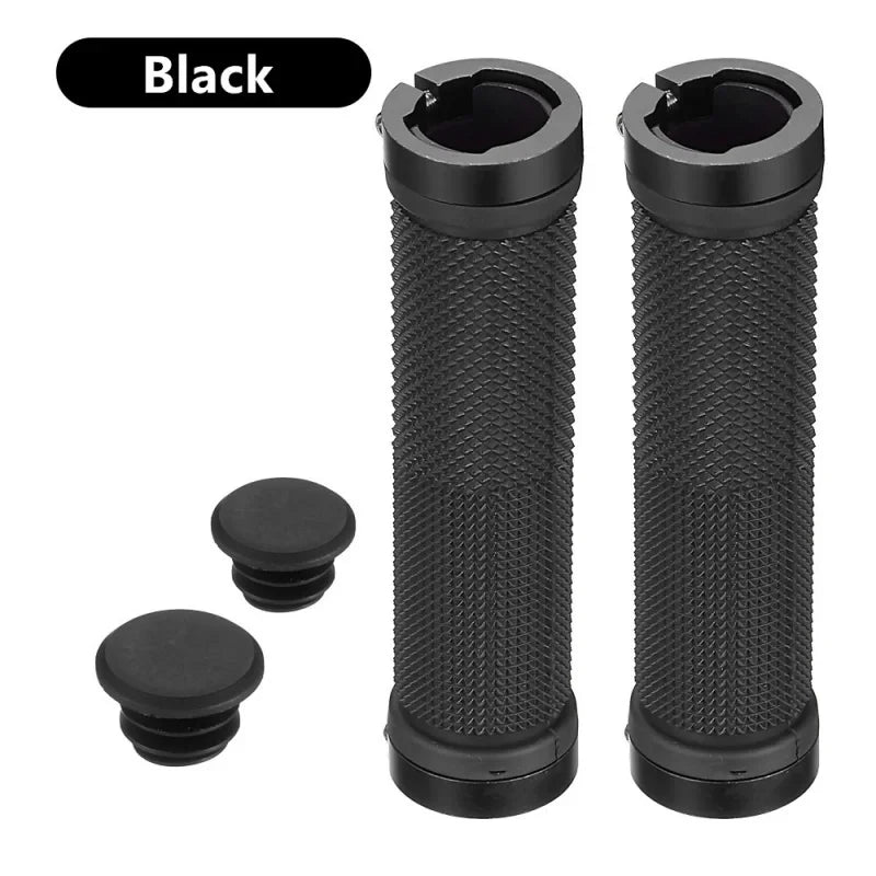 Double Lock-On MTB Bike Handlebar Grips – Aluminum & Rubber Bike Handlebar Grips Axl