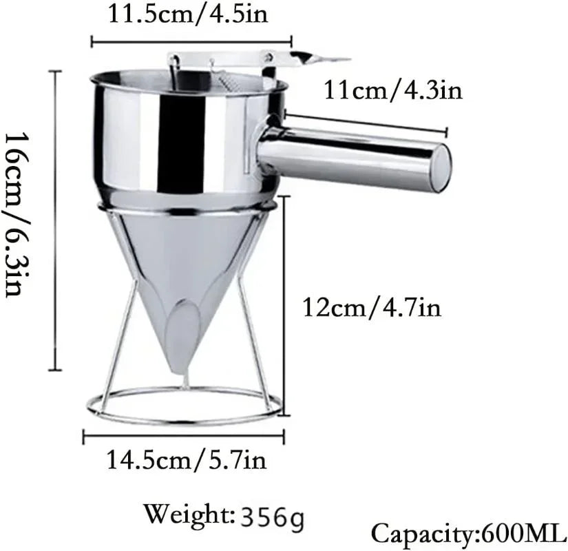Stainless Steel Batter Dispenser with Stand | 600ml & 1200ml Batter Dispenser Axl