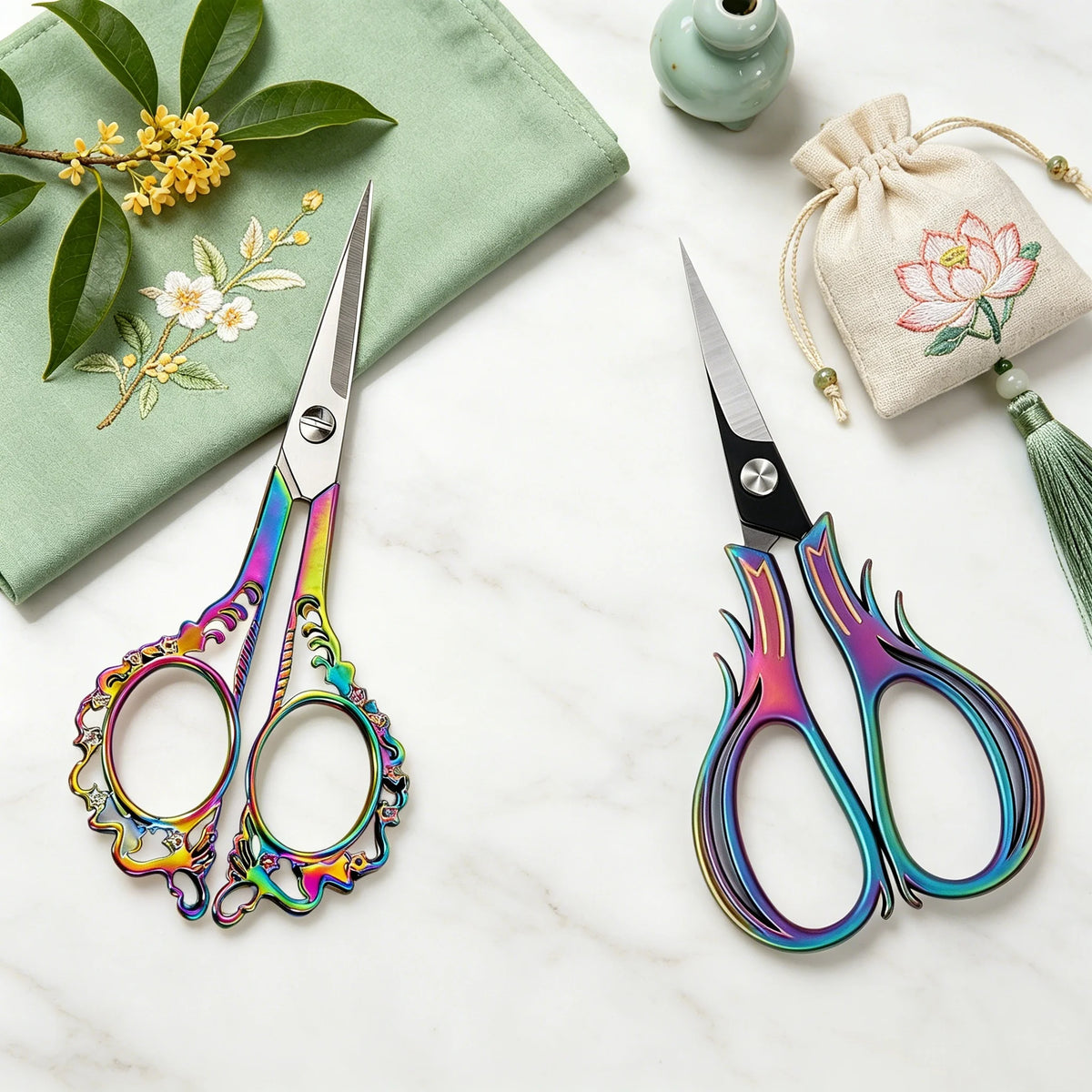 Premium Handmade Embroidery & Tailor Scissors – Stainless Steel Embroidery Scissors Set Axl Scissors-2pcs