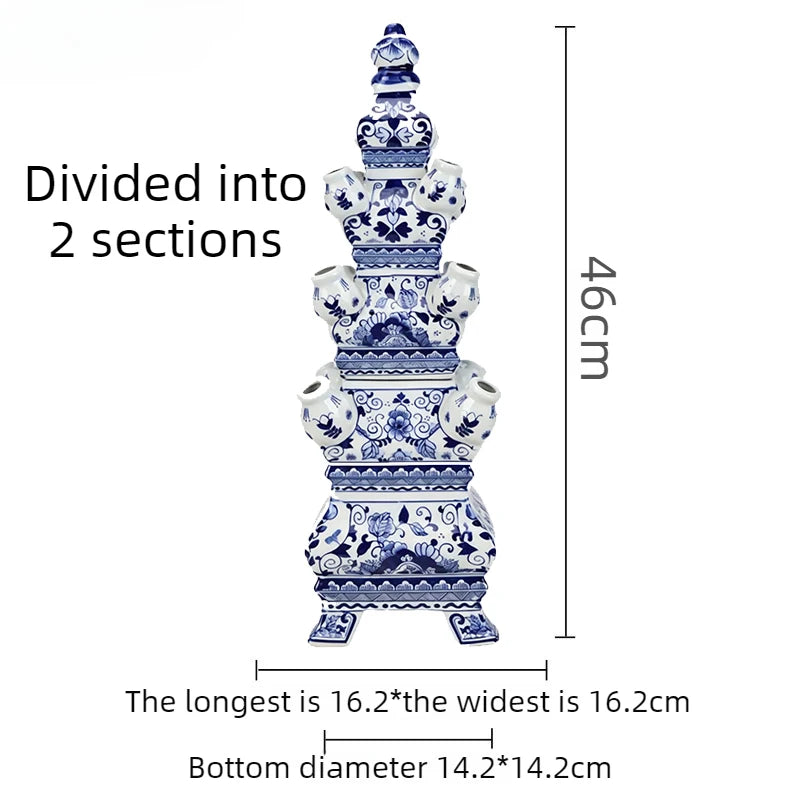 Modern Pagoda Ceramic Vase – Luxury Decorative Flower Bottle Decorative Ceramic Vase Axl Blue