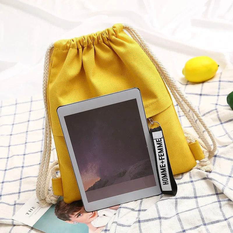 Canvas Drawstring Backpack – Casual Shoulder Bag Women & Men Canvas Backpack Axl