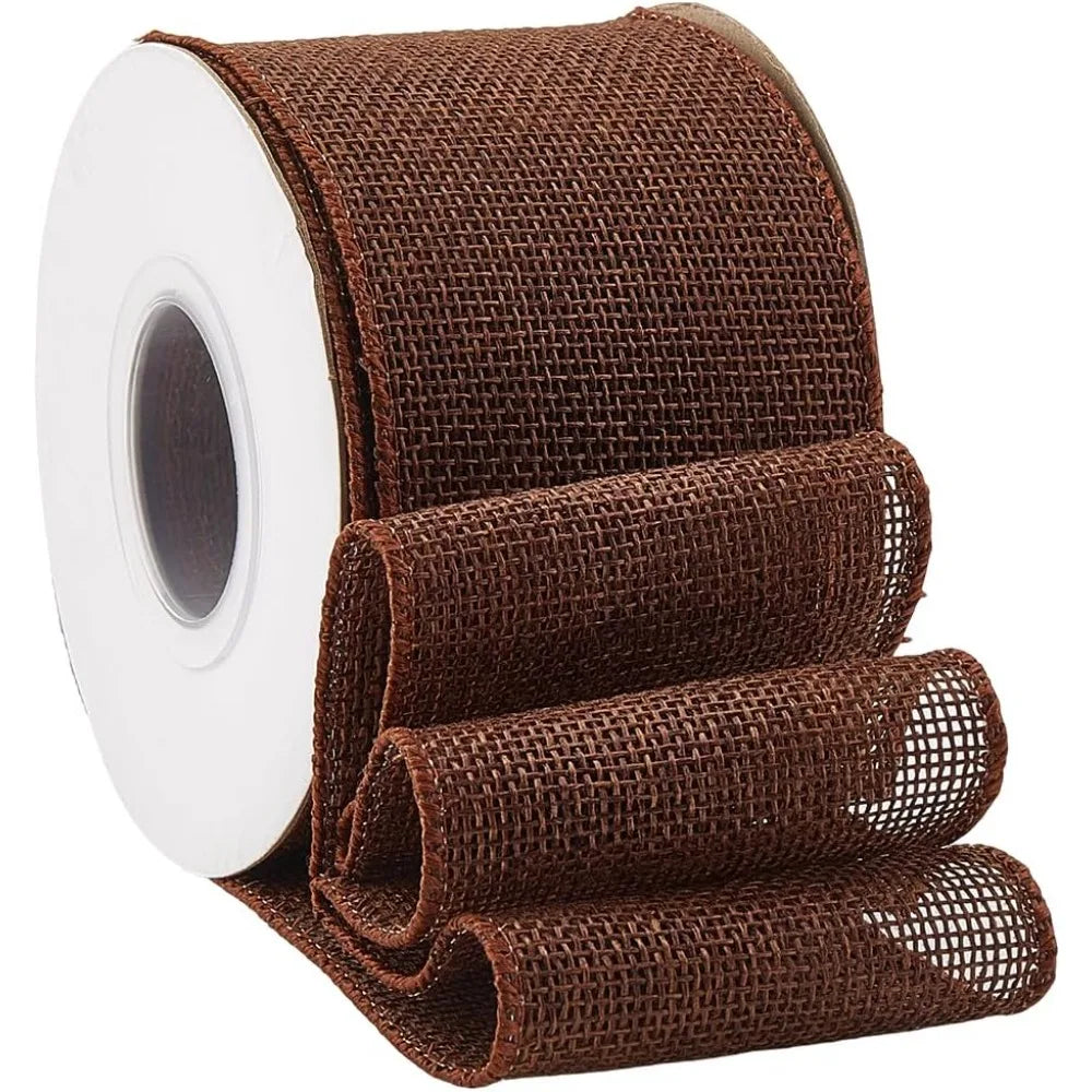 Burlap Wired Ribbon 2.5" Wide – Rustic Brown, 9.95 Yards/Roll Craft Wired Ribbon Axl