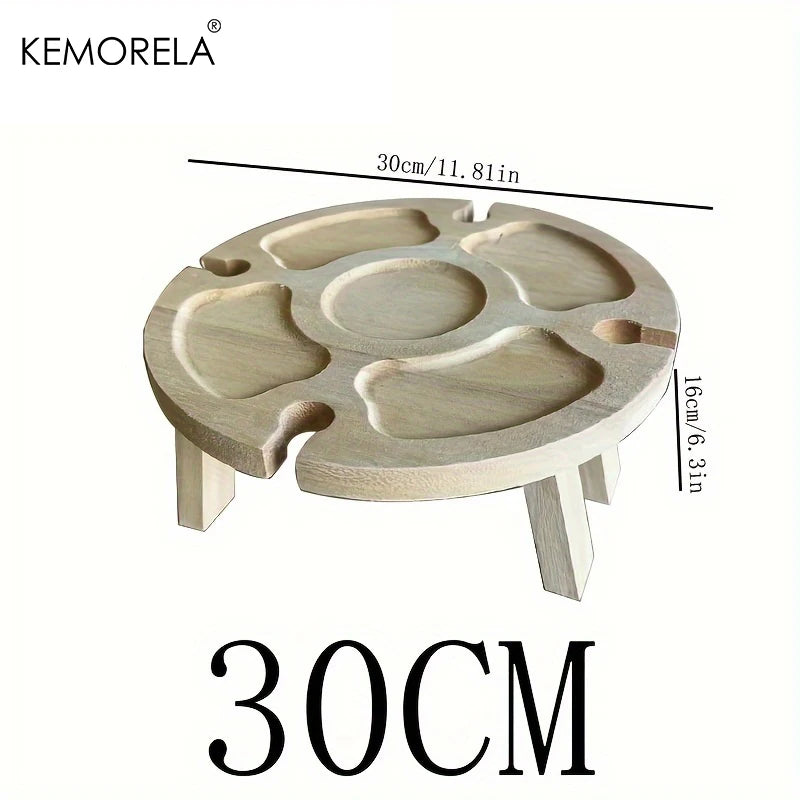 KEMORELA Wooden Folding Picnic Table – Portable Snack & Wine Tray Folding Tray Table Axl 30CM