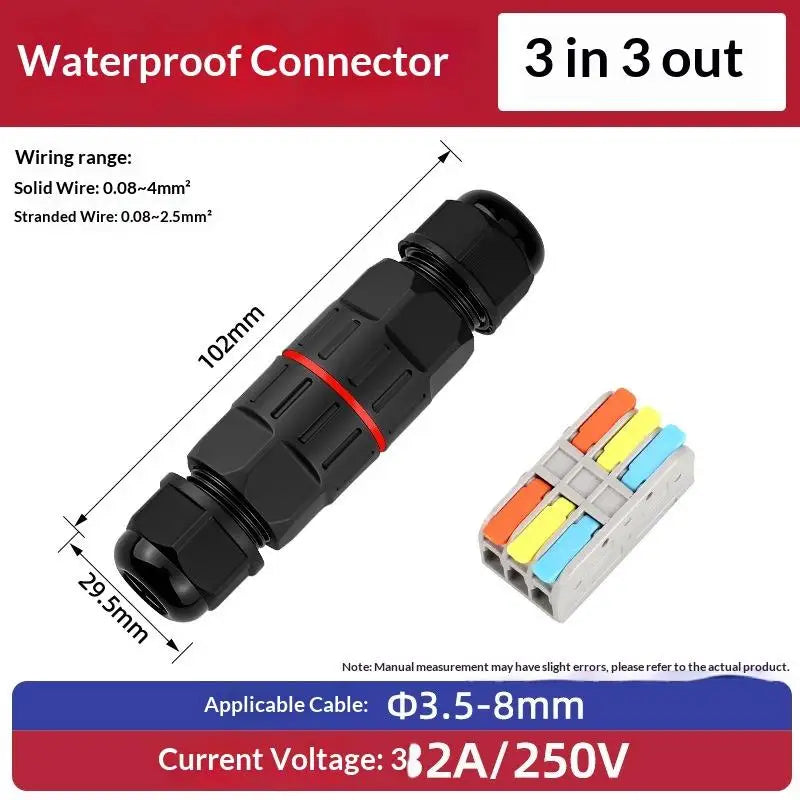 IP68 Waterproof Wire Connector 2-In 2-Out 2/3 Pin Terminal Waterproof Wire Connector Axl 3 pin B 1PCS