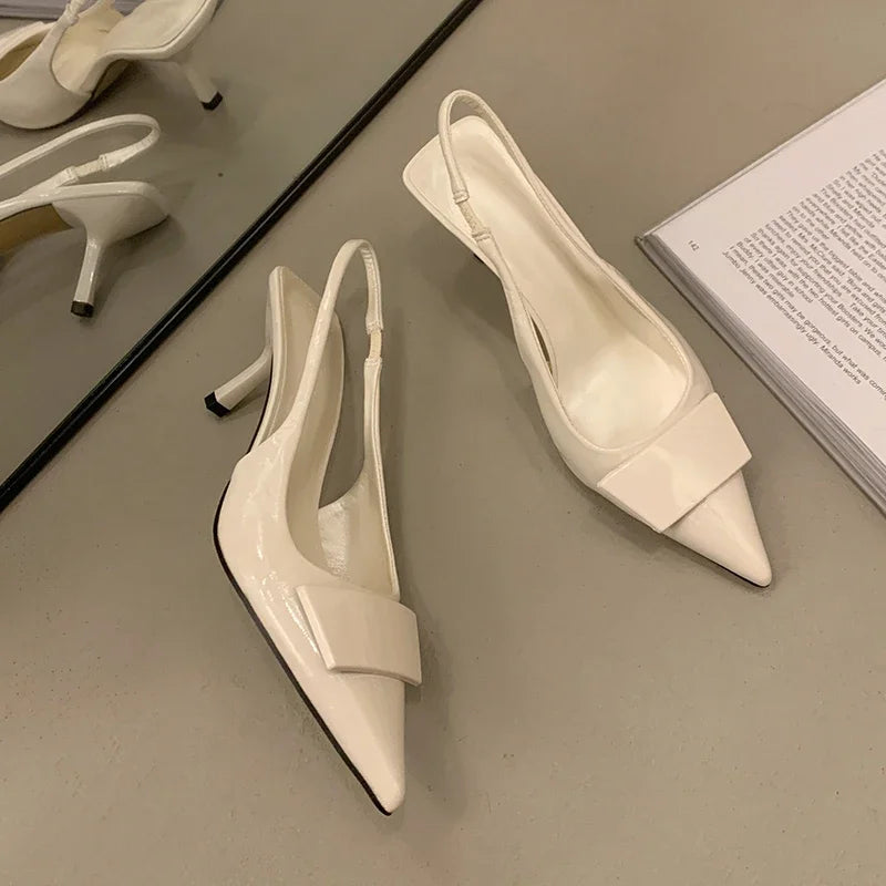 Women's High Heel Pointed Toe Slingback Sandals | Party Heels High Heel Sandals Axl White 40