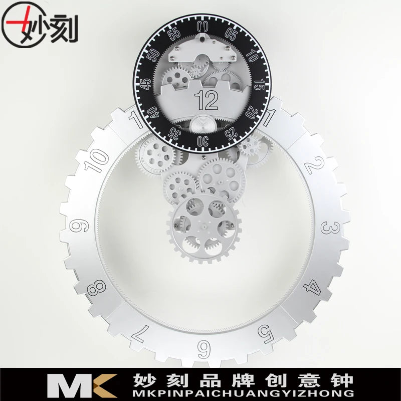Large 3D Gear Wall Clock – Silent Metal Modern Home Decor Decorative Wall Clock Axl