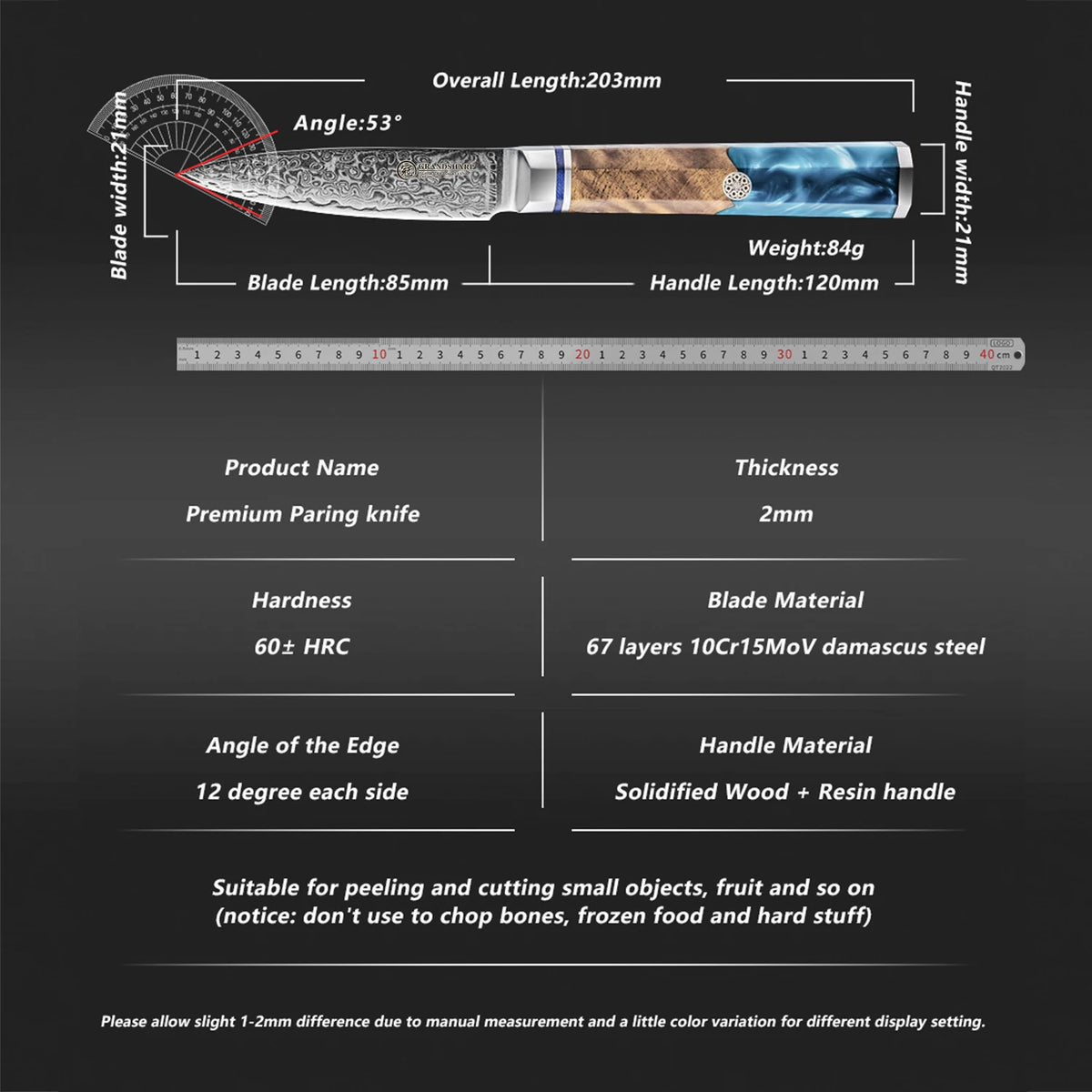 Grandsharp 67-Layer Damascus VG10 Paring Knife – 8.5 Inch Damascus Paring Knife Axl