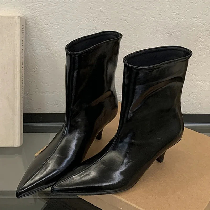Women's Pointed Toe Ankle Boots – Elegant Thin Heel Dress Pumps Ankle Boots Axl