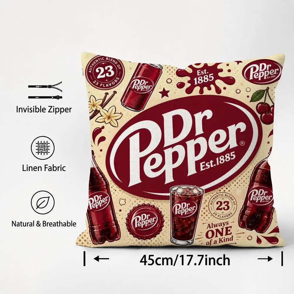 Dr Pepper Linen Cushion Cover – Breathable Printed Pillowcase Decorative Cushion Cover Axl